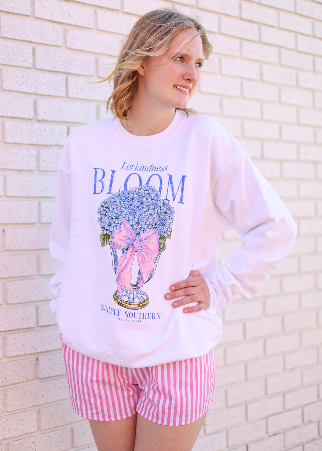 LET KINDNESS BLOOM WHITE SWEATSHIRT