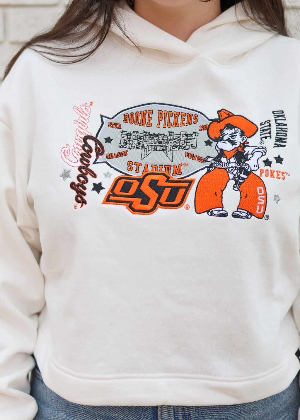 OK State Layer Patch Luxe Crop Hoodie