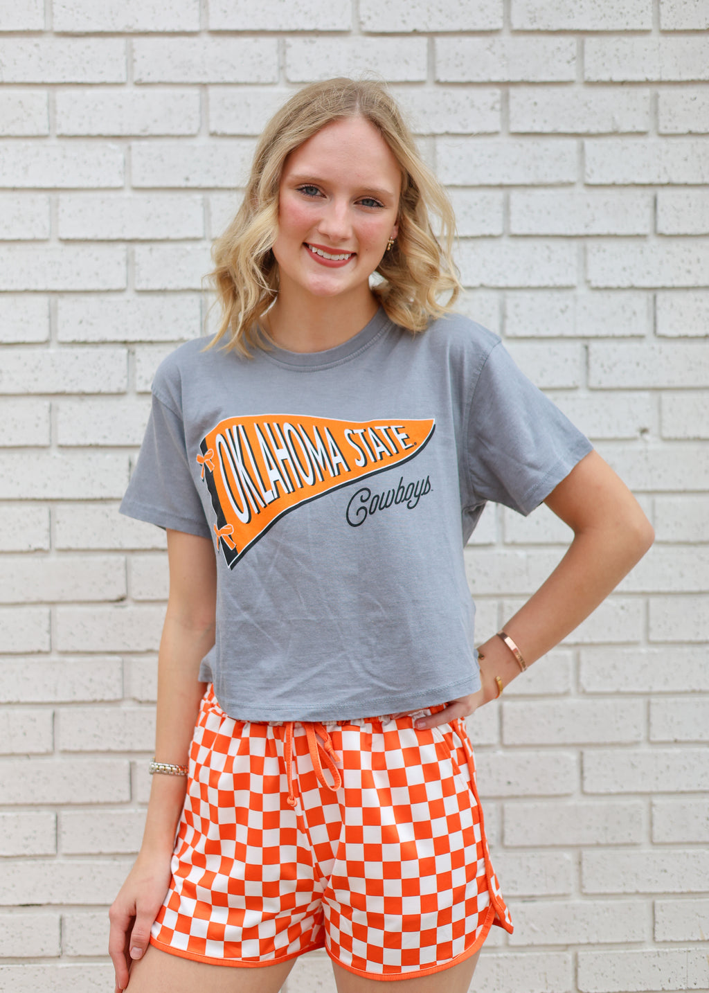 Orange Checkered Shorts