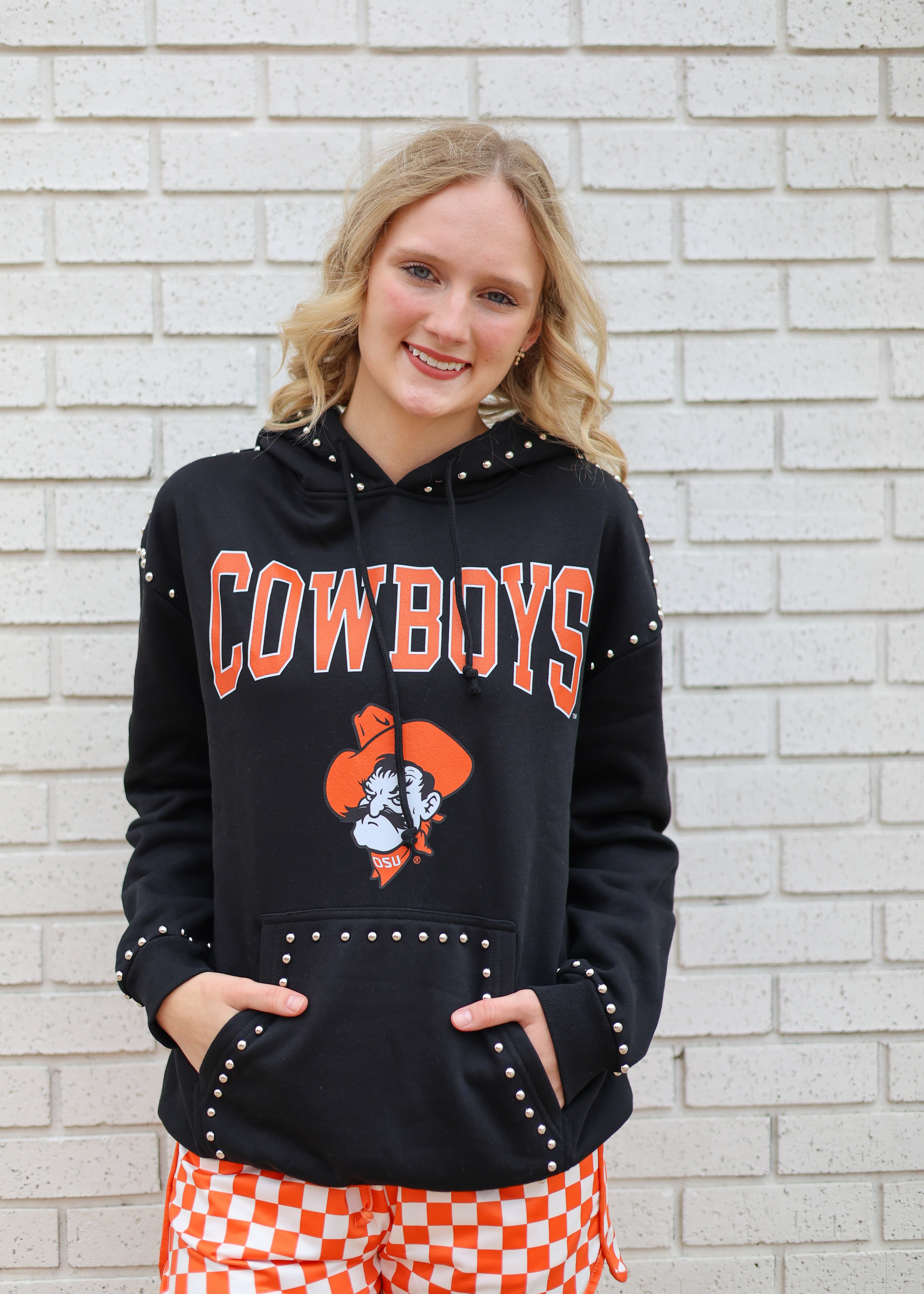 OKLA STATE COWBOYS STUDDED HOODIE