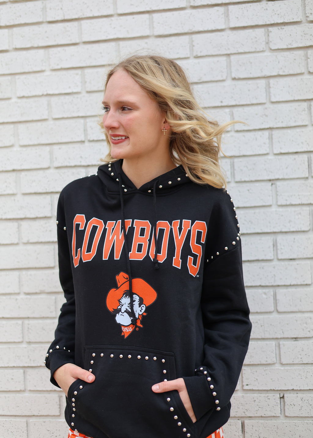 OKLA STATE COWBOYS STUDDED HOODIE