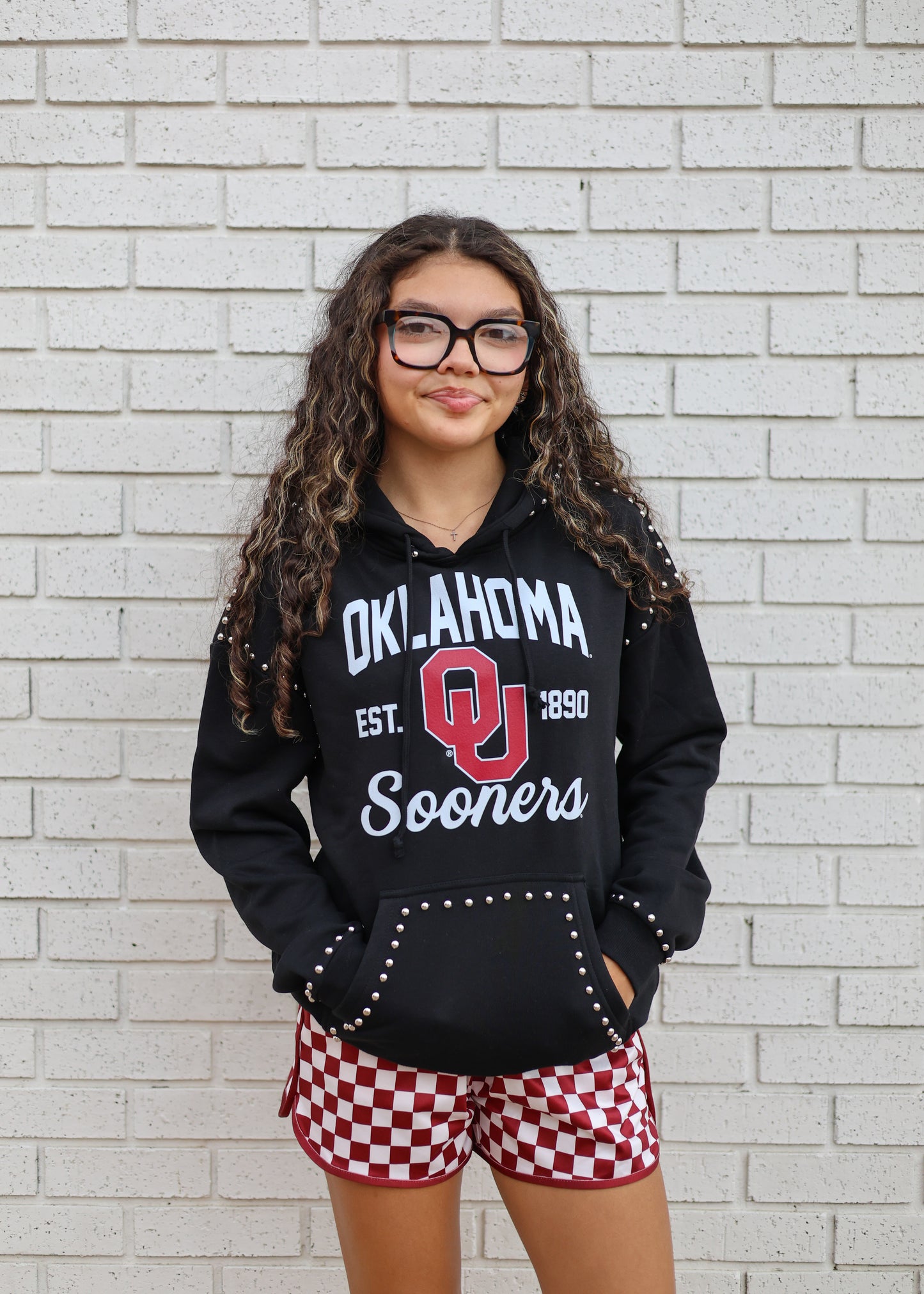 OKLA SOONERS STUDDED HOODIE