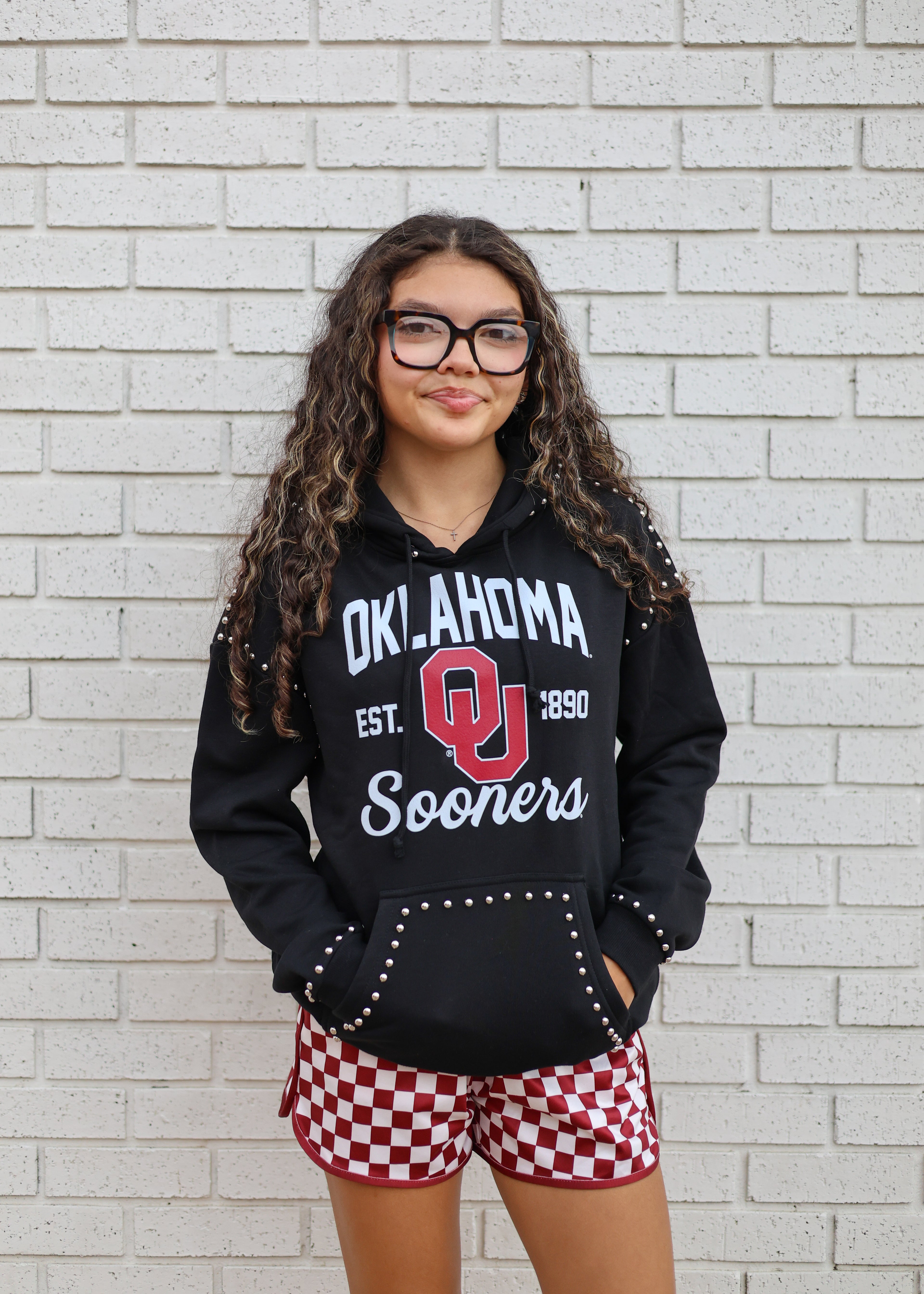 OKLA SOONERS STUDDED HOODIE
