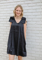 SLEEVELESS MINI DRESS WITH BOW DETAIL ON SHOULDERS