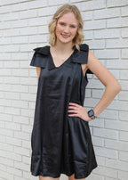 SLEEVELESS MINI DRESS WITH BOW DETAIL ON SHOULDERS