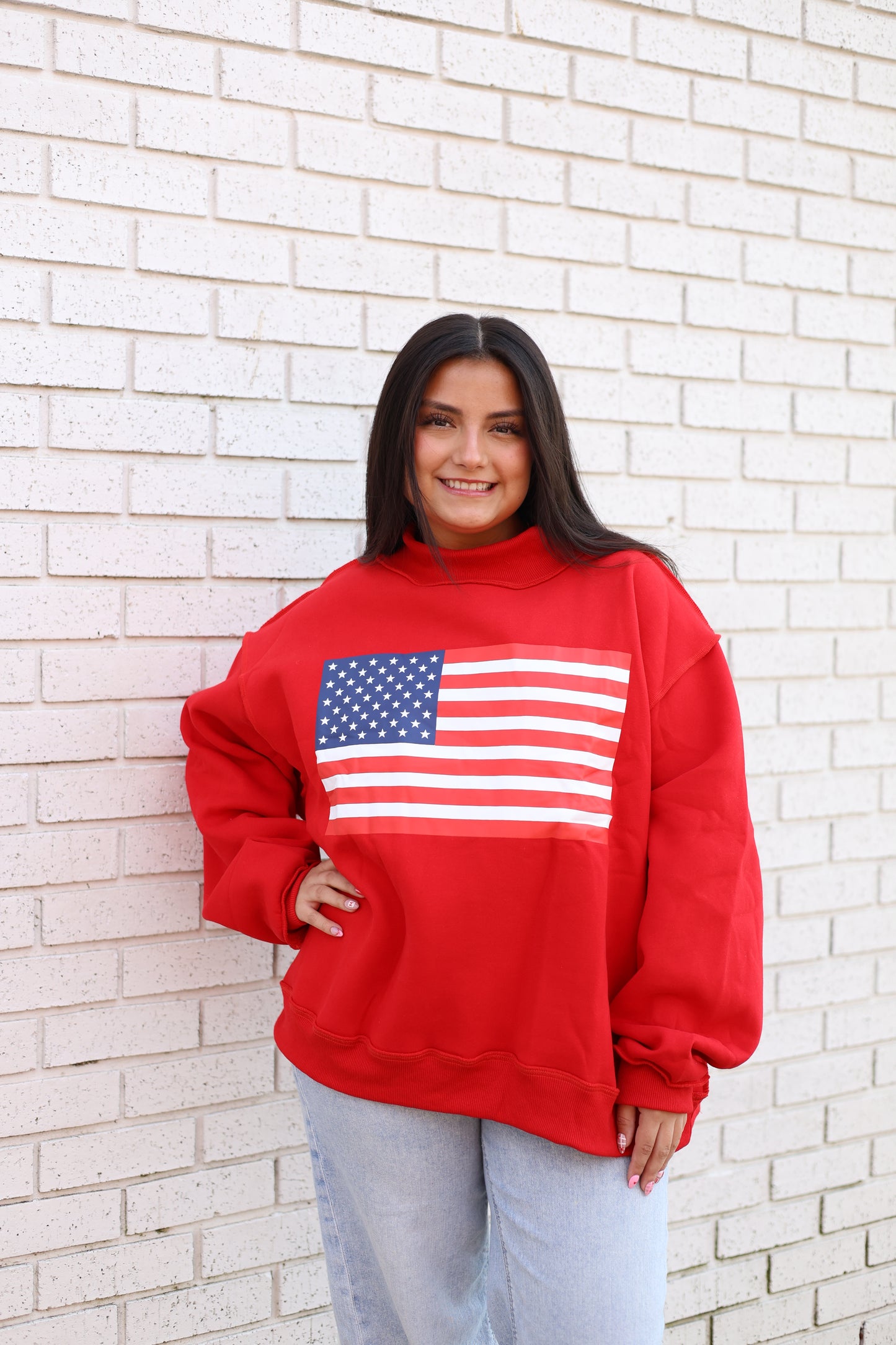 USA AND FLAG REVERSIBLE MOCK NECK SWEATSHIRT - Pharm Favorites by Economy Pharmacy