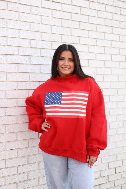 USA AND FLAG REVERSIBLE MOCK NECK SWEATSHIRT - Pharm Favorites by Economy Pharmacy