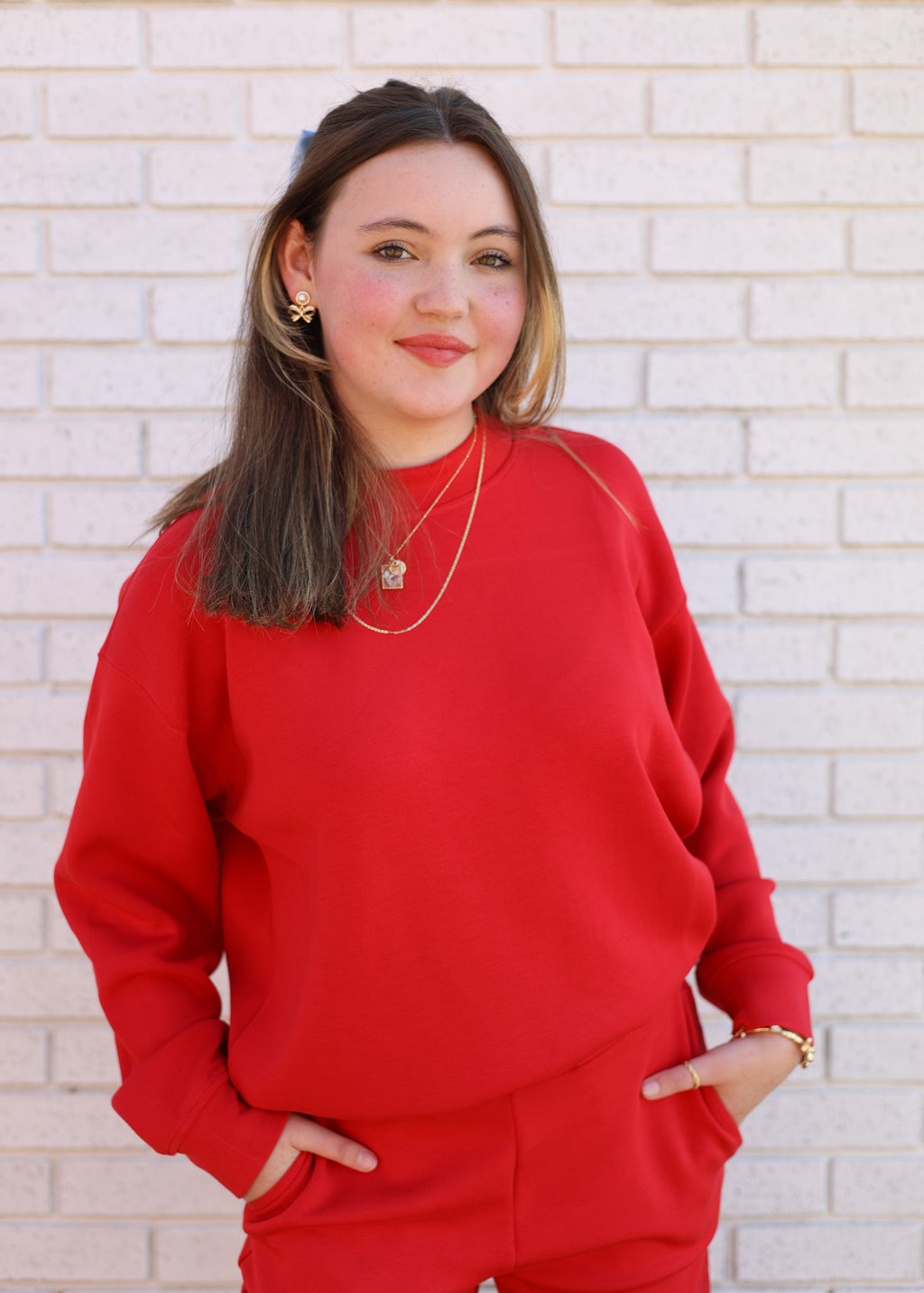 SCUBA MOCK NECK PULLOVER - TRUE RED