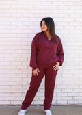 SCUBA PINTUCK PANTS - WINE