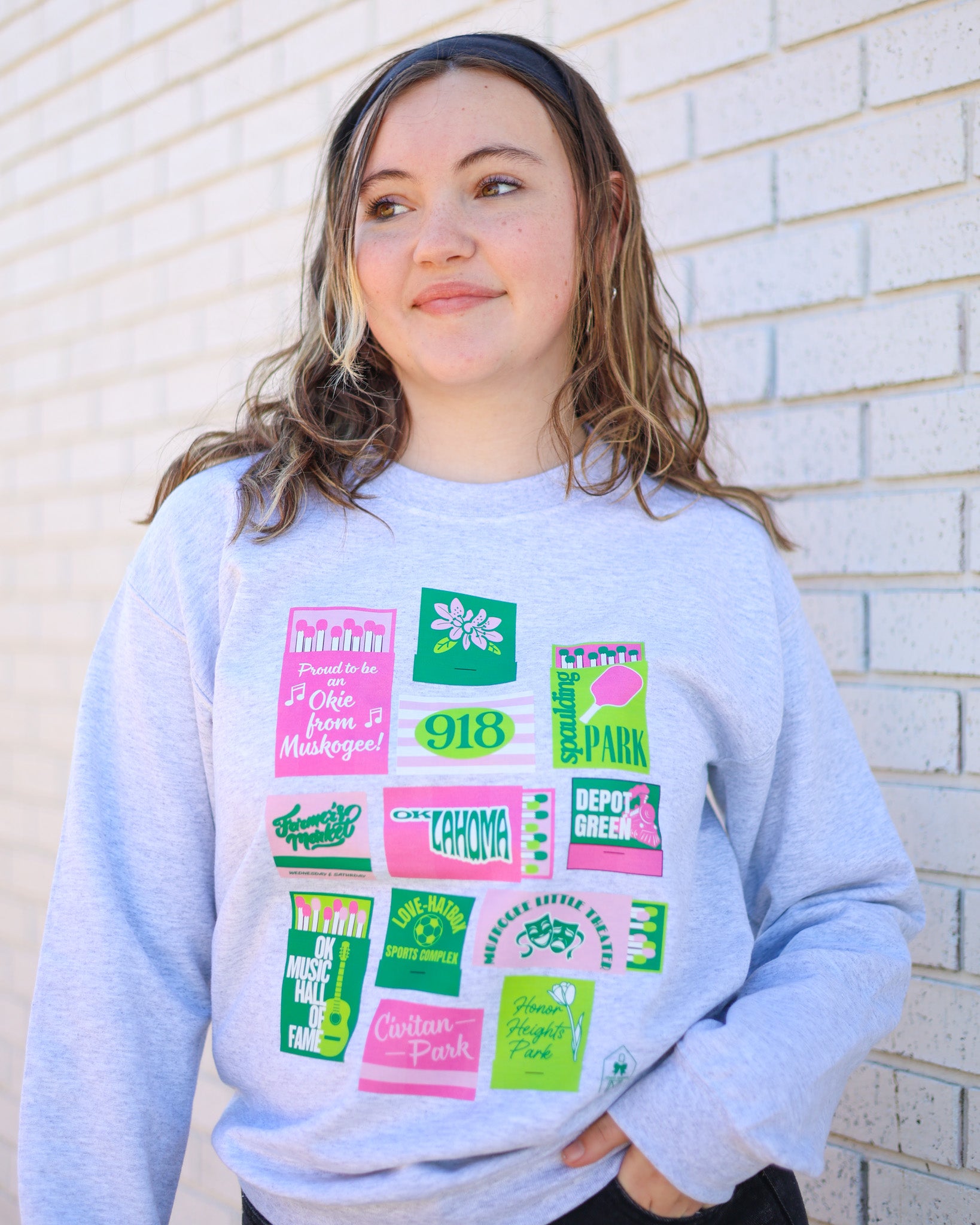 MUSKOGEE MATCHBOX CREW NECK SWEATSHIRT - ASH GRAY