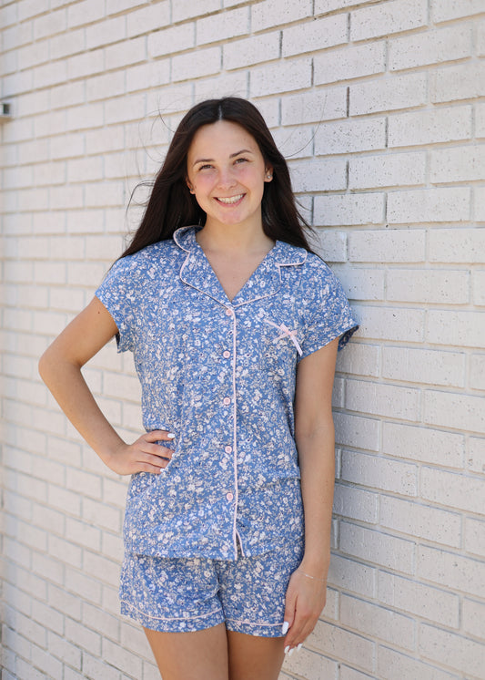 SHORT SLEEVE LOUNGE SET - BLUE MOON