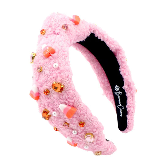 BRIANNA CANNON PINK CANDY CORN TWEED HEADBAND W/CRYSTALS