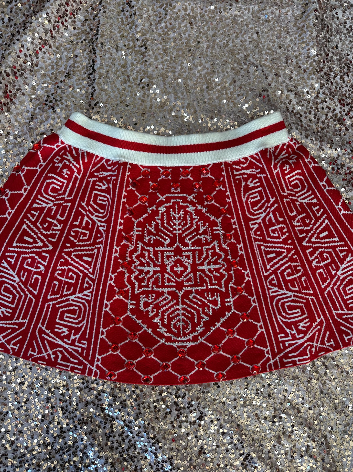 WHITE QUEEN OF HEARTS CARDIGAN & SKIRT SET