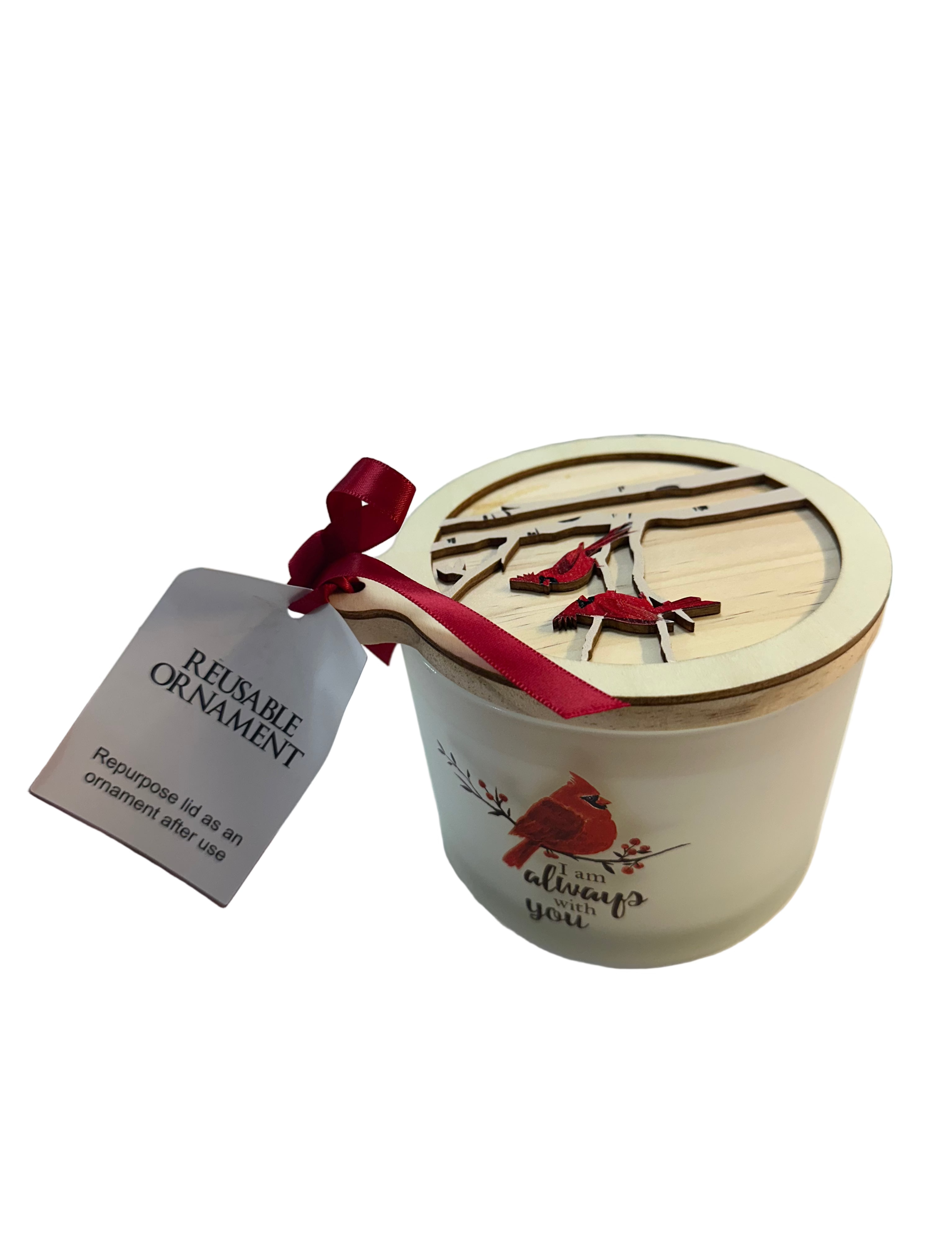 Cardinal Bereavement Candle with Ornament Lid