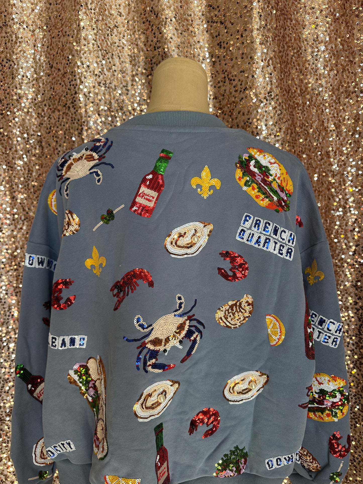 BLUE LOUISIANA FOOD SWEATSHIRT