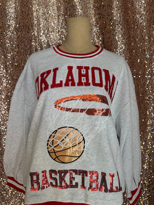 GREY & CRIMSON OKLAHOMA BASKETBALL SWEATSHIRT