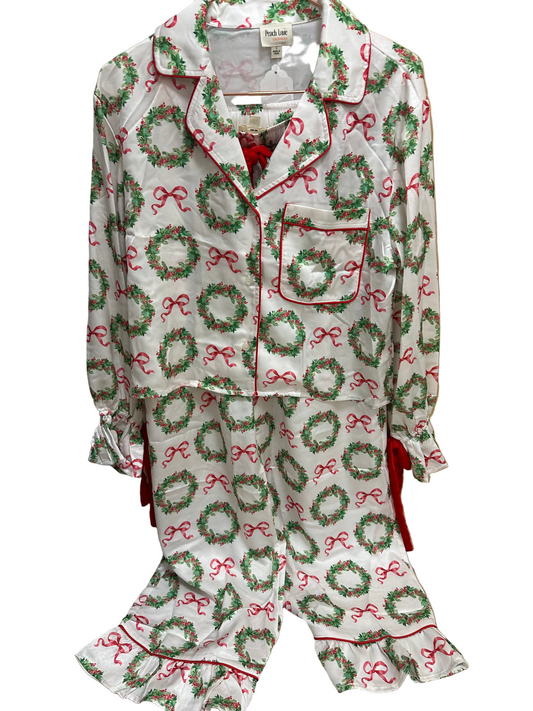 CHRISTMAS PRINTED SATIN PJS 2 PC SET