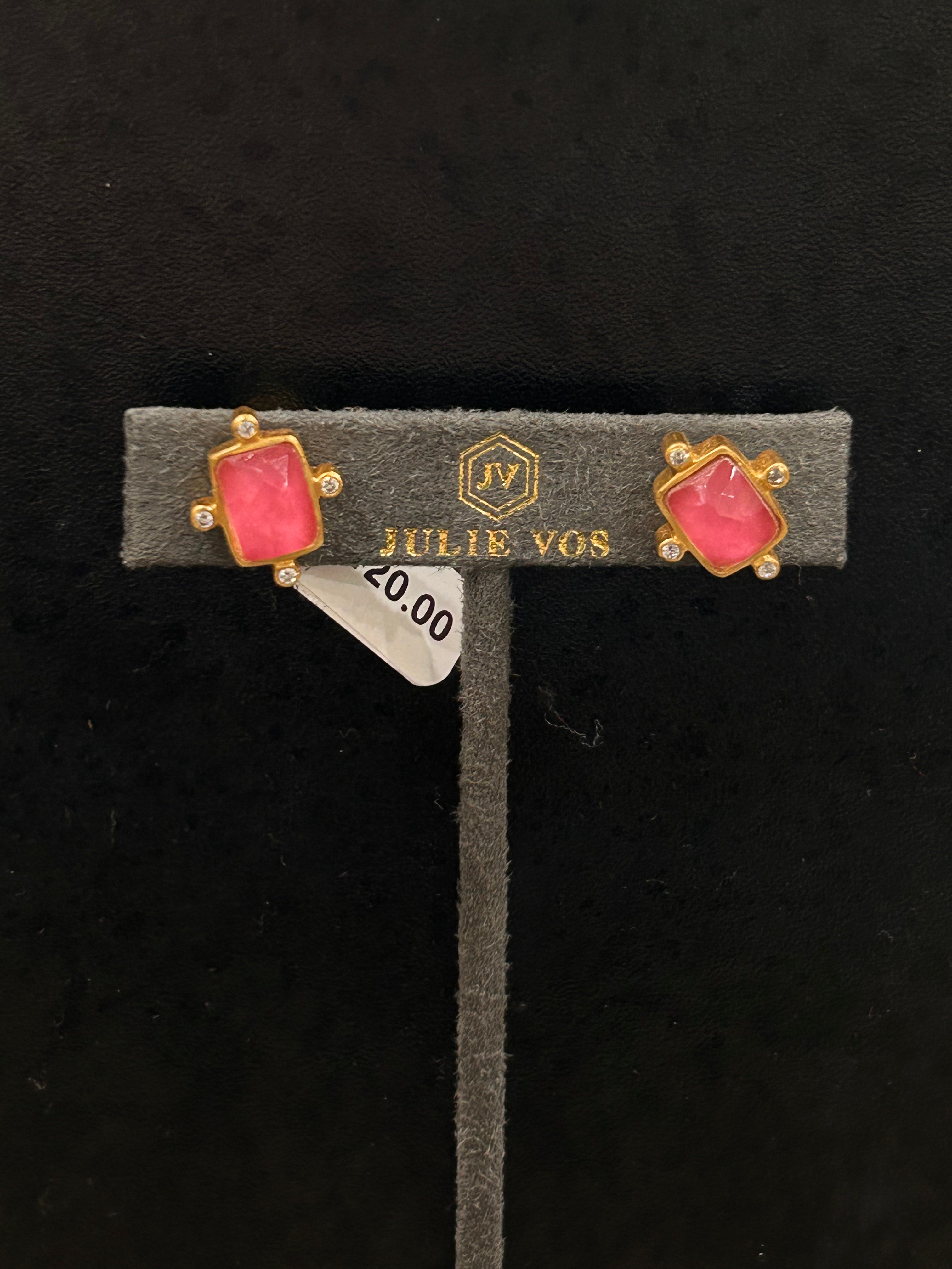 CLARA STUDS GOLD IRIDESCENT PEOPNY PINK EARRINGS