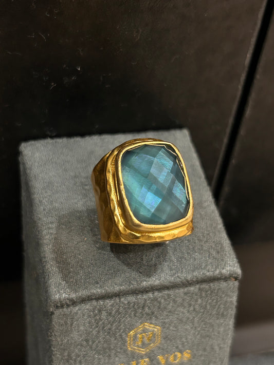 TUDOR STATEMENT RING - IRI PEACOCK BLUE