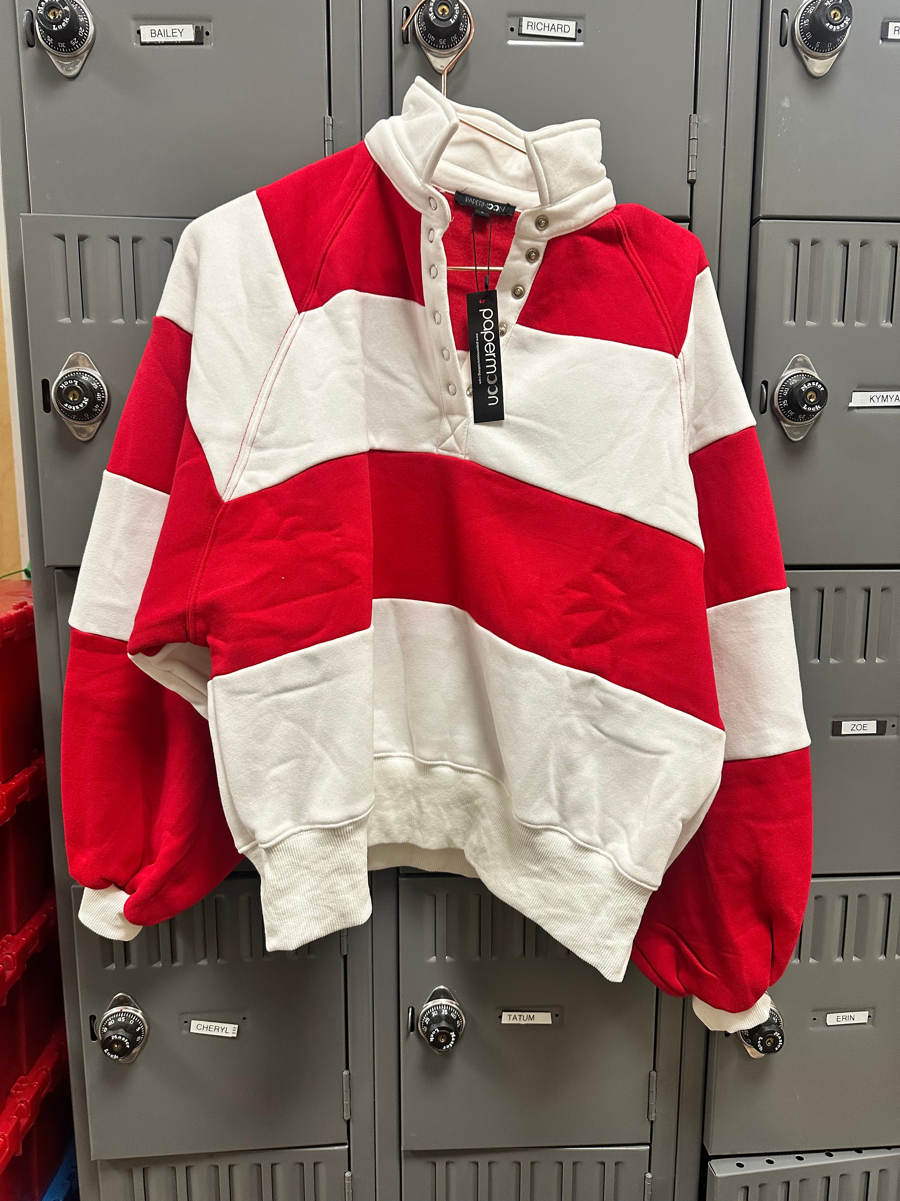 EVERLY STRIPED PULLOVER - RED/WHITE