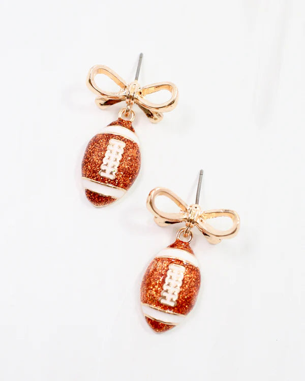 SPORTY BOW FOOTBALL EARRINGS
