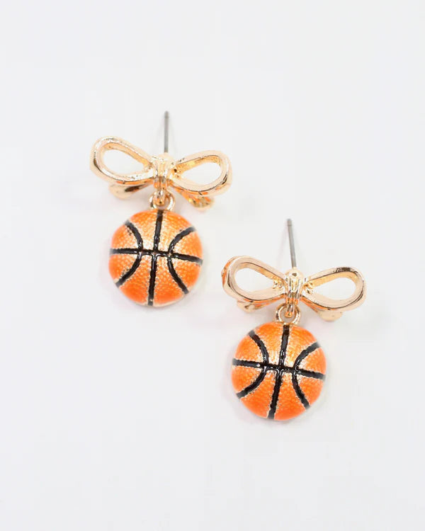 SPORTY BOW BASKETBALL EARRINGS