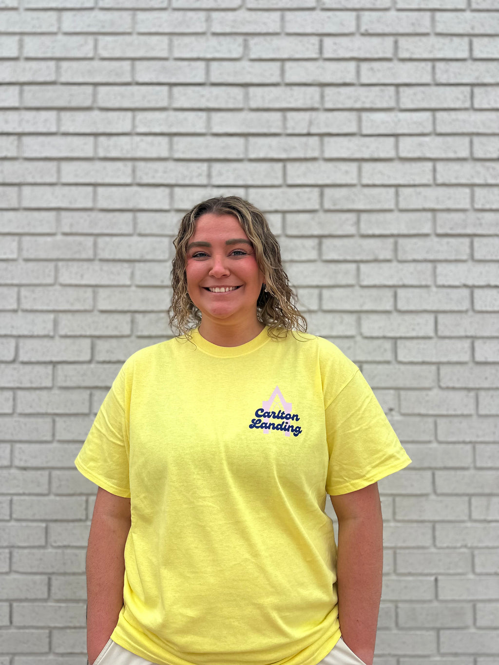 YELLOW CARLTON LANDING BEACH LADIES TSHIRT