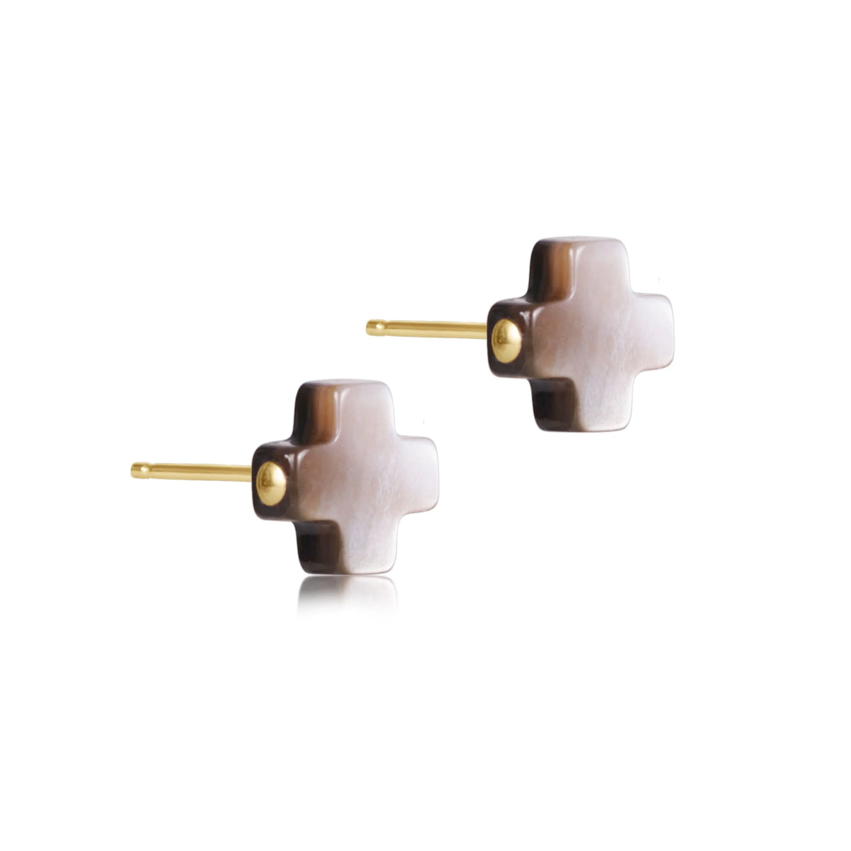 SIGNATURE CROSS STUD - MOTHER OF PEARL - BLACK TAHITIAN