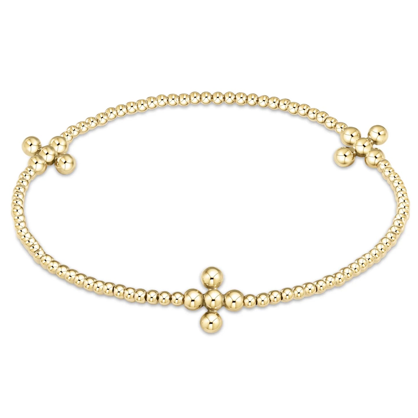 SIGNATURE CROSS GOLD PATTERN 2MM BEAD BRACELET - CLASSIC BEADED SIGNATURE CROSS GOLD - 3MM BEAD GOLD