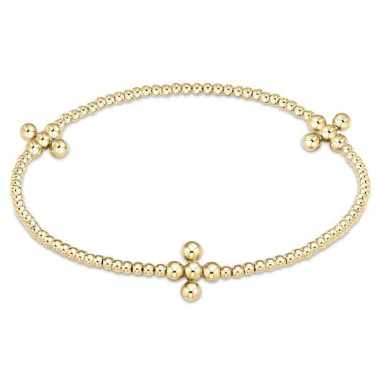 SIGNATURE CROSS GOLD PATTERN 2MM BEAD BRACELET - CLASSIC BEADED SIGNATURE CROSS GOLD - 3MM BEAD GOLD