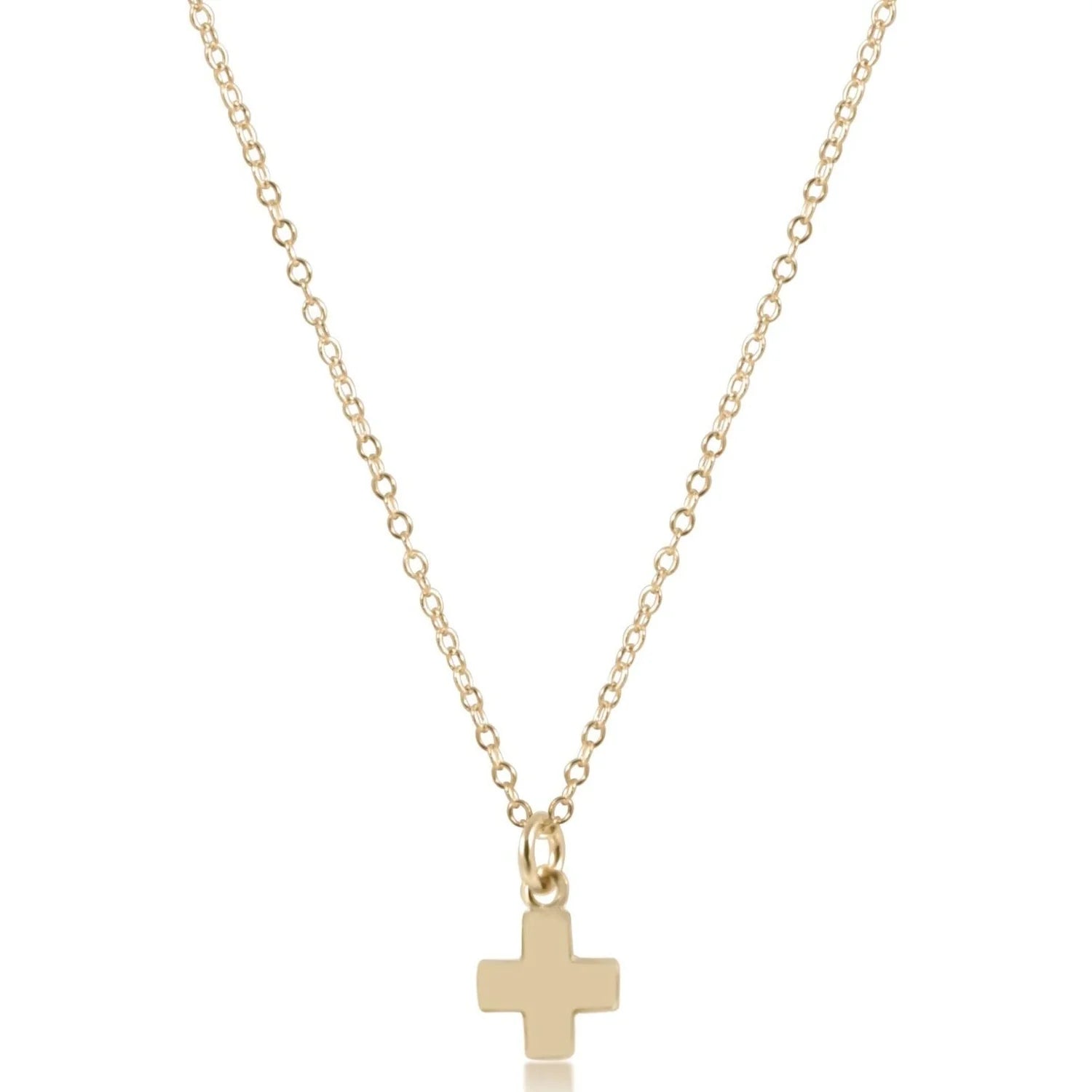 16" NECKLACE GOLD - SIGNATURE CROSS SMALL GOLD CHARM