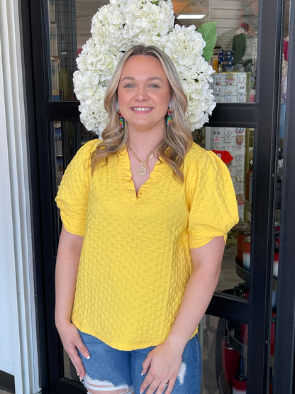 Yellow Textured Blouse