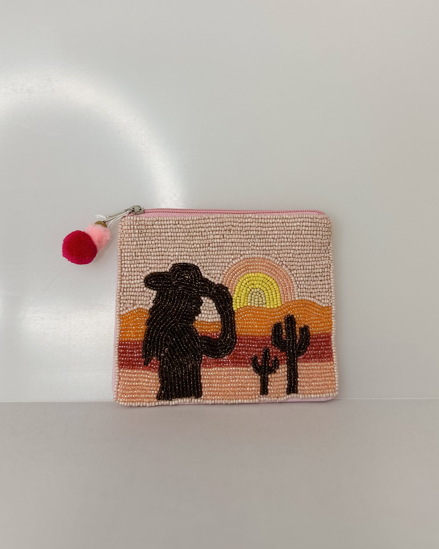 PINK SUNSET COWGIRL BEADED COIN PURSE