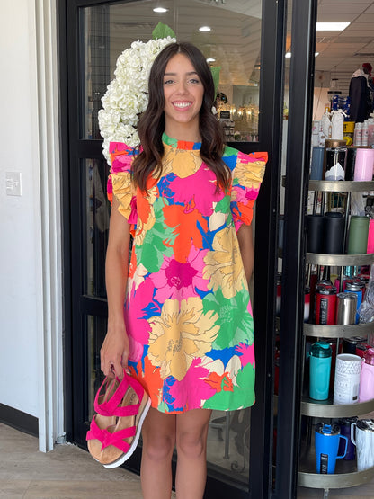 Multi-color Floral Dress