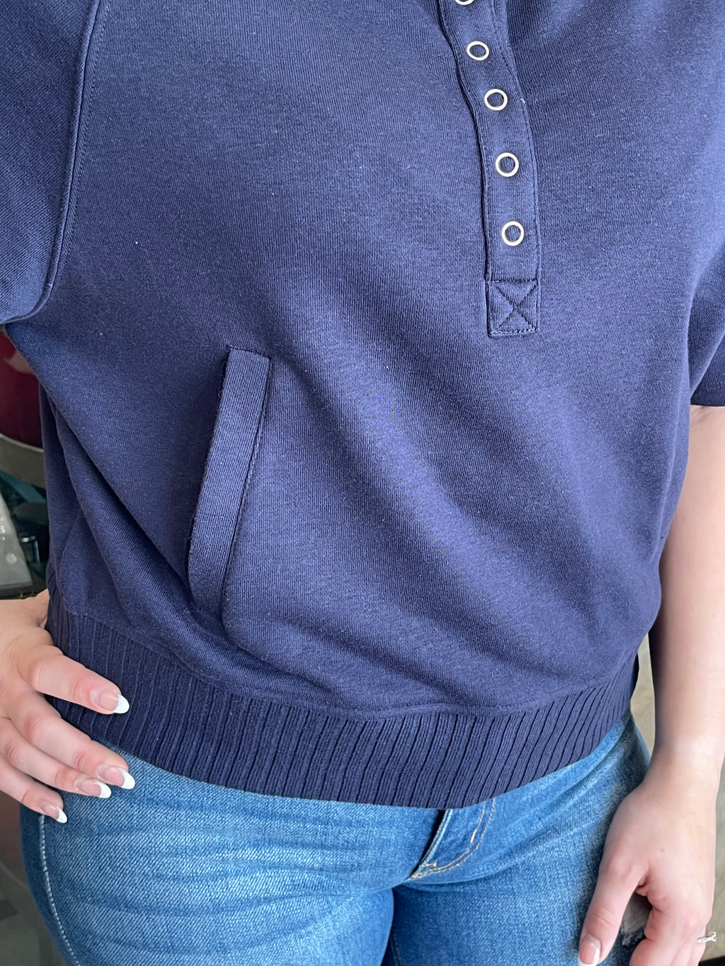 Navy Button-up Collared Shirt