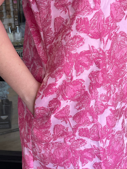 Pink Floral Jacquard Dress