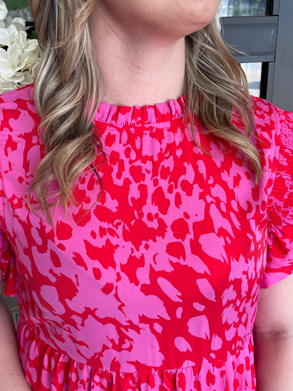 Pink & Red Floral Maxi Dress