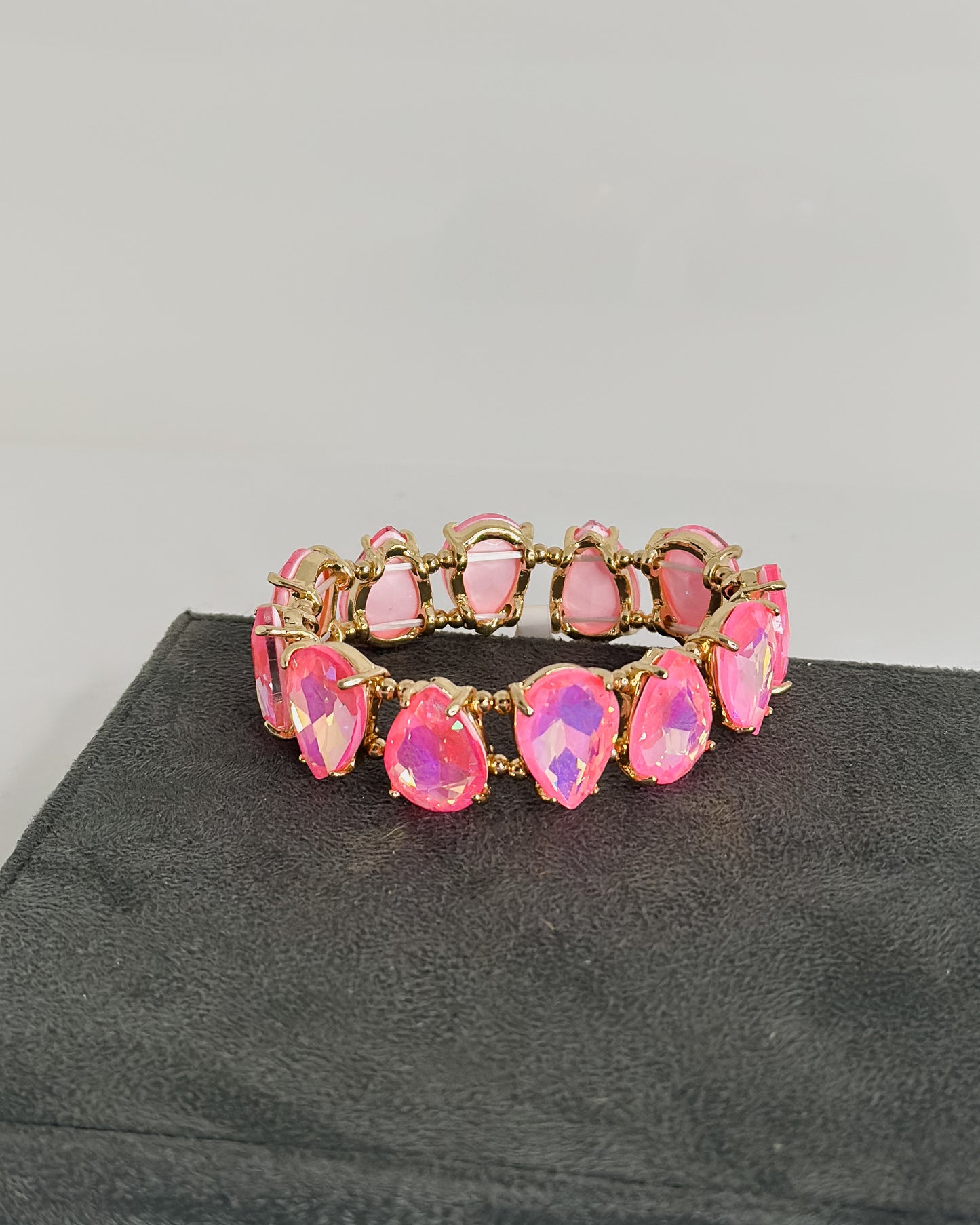 NEON PINK TEARDROP RHINESTONE STRETCH BRACELET - Pharm Favorites by Economy Pharmacy