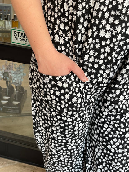 Black Onsie with White Flowers