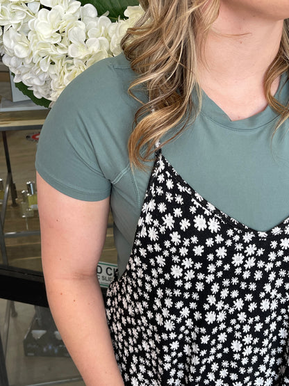 Black Onsie with White Flowers