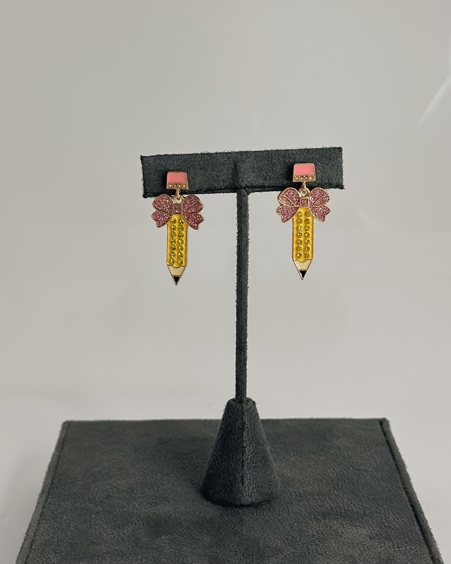 RHINESTONE PENCIL EARRINGS WITH BOWS