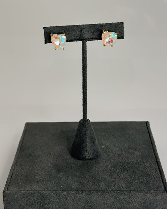 HEART SHAPED GEM STUD EARRINGS