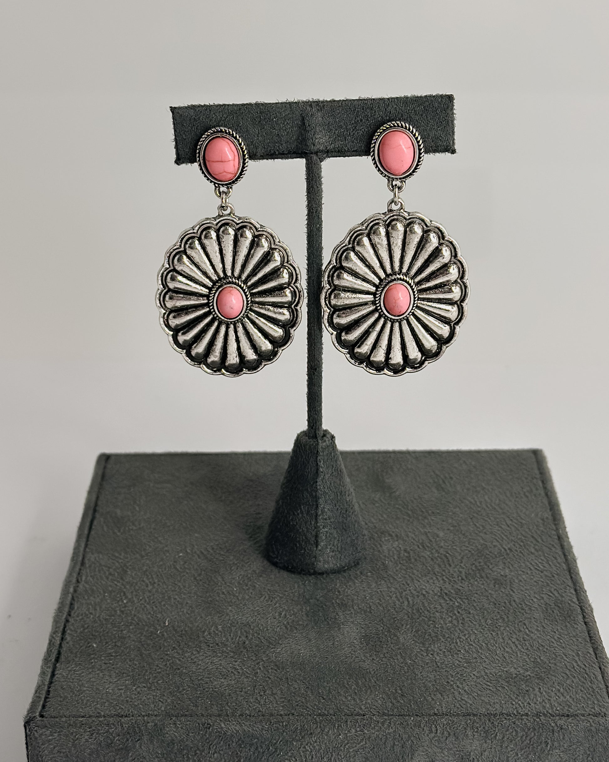 SILVER CONCH EARRINGS W/PINK CENTER & POST - Pharm Favorites by Economy Pharmacy