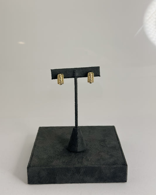 GOLD ROPE TEXTURED HUGGIE EARRINGS