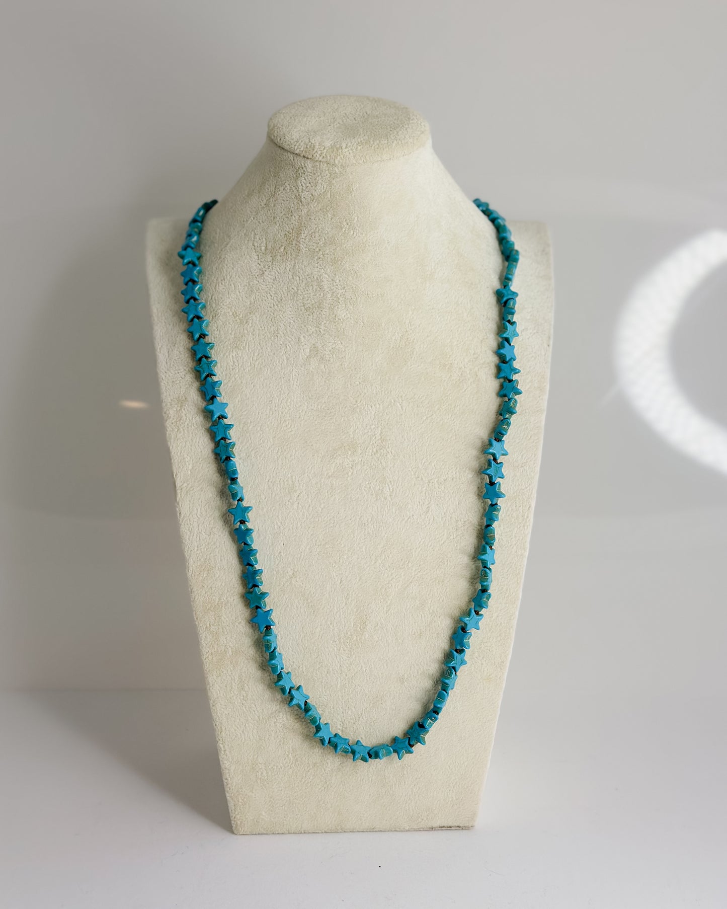 TURQUOISE STAR BEAD NECKLACE - 36"