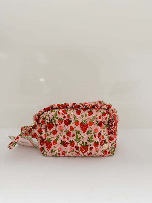 ESSENTIALS QUILTED COSMETIC POUCH - STRAWBERRY FIELD - Pharm Favorites by Economy Pharmacy
