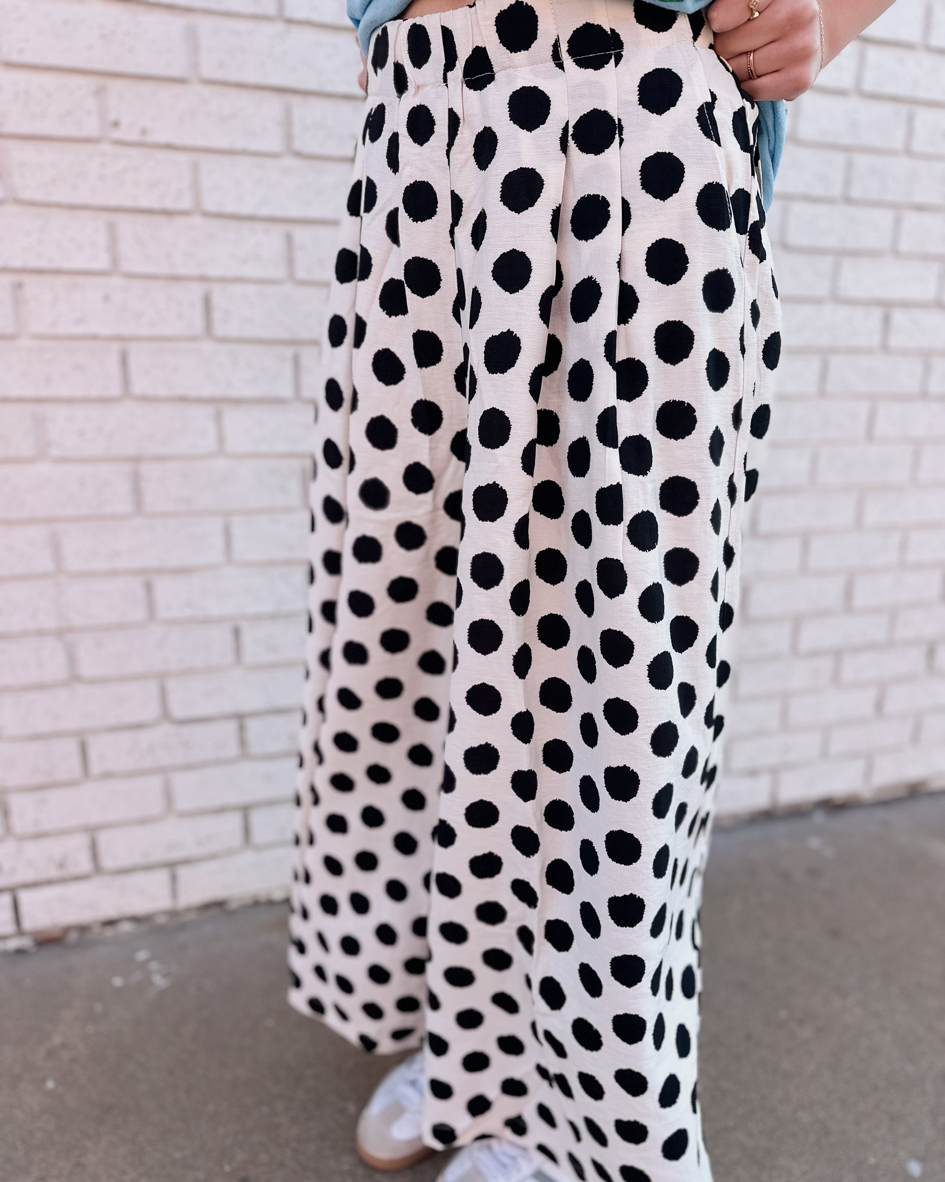 POLKA DOT WIDE LEG PANTS OFF WHITE - Pharm Favorites by Economy Pharmacy