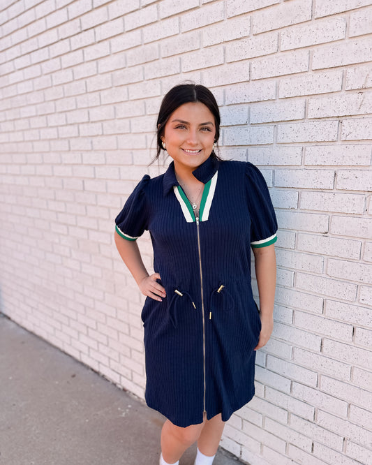 NAVY ZIP-UP CASUAL DRESS - Pharm Favorites by Economy Pharmacy