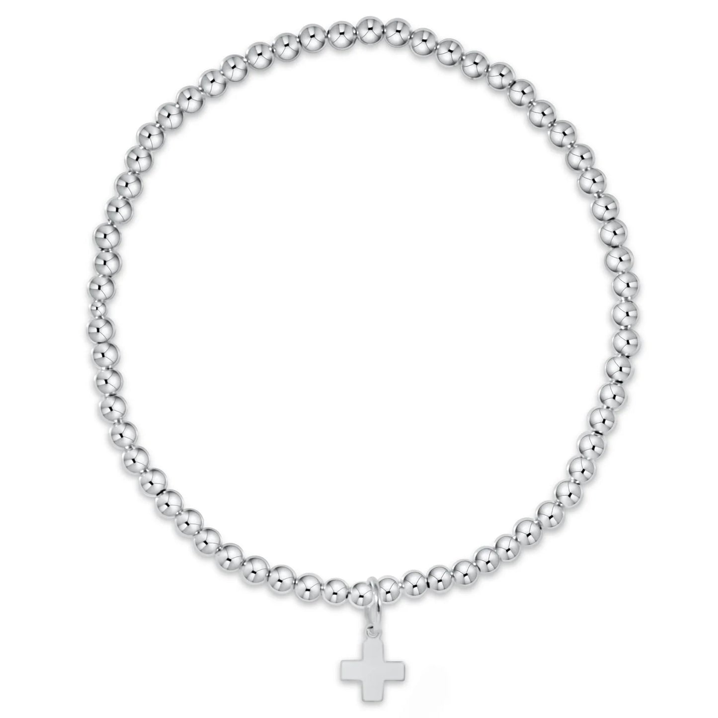 CLASSIC STERLING 3MM BEAD BRACELET - SIGNATURE CROSS STERLING CHARM