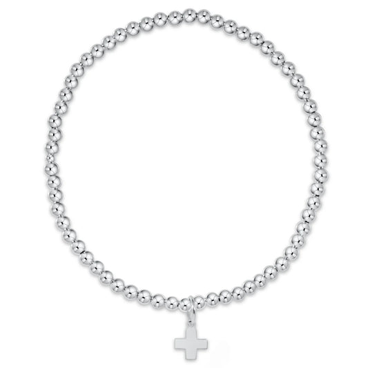 CLASSIC STERLING 3MM BEAD BRACELET - SIGNATURE CROSS STERLING CHARM